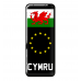 3D Domed Gel Resin CYMRU Number Plate Sticker Decal Badge with Flag EU Euro Stars