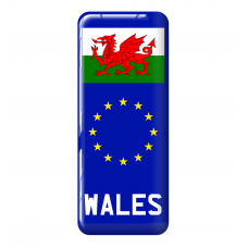 3D Domed Gel Resin WALES CYMRU Number Plate Sticker Decal Badge with Flag EU Euro Stars